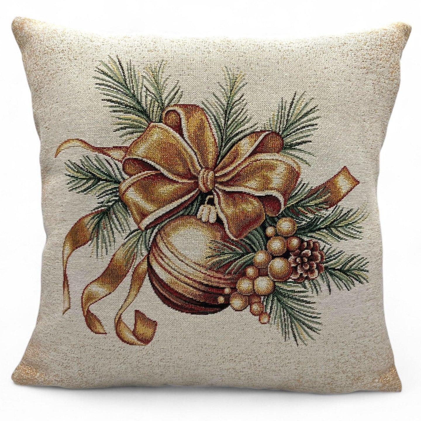 Copricuscino GOLDEN LIGHT B Natale Gobelin Jacquard lurex oro, 45x45 cm