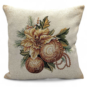 Copricuscino GOLDEN LIGHT C Natale Gobelin Jacquard lurex oro, 45x45 cm