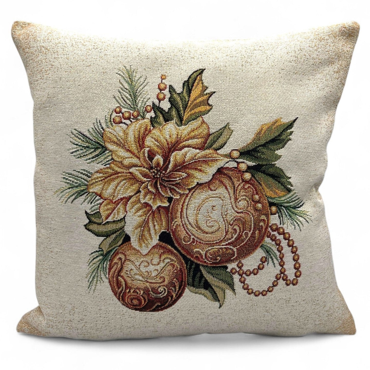 Copricuscino GOLDEN LIGHT C Natale Gobelin Jacquard lurex oro, 45x45 cm