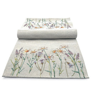 Tischläufer Runner Tischset MARGHERITE&LAVENDEL, uni, Gobelin Jacquard