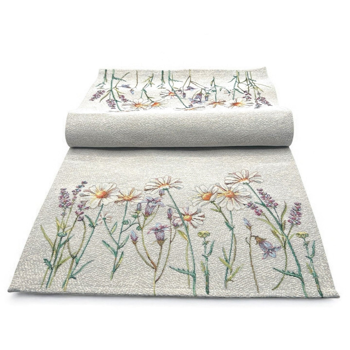 Tischläufer Runner Tischset MARGHERITE&LAVENDEL, uni, Gobelin Jacquard