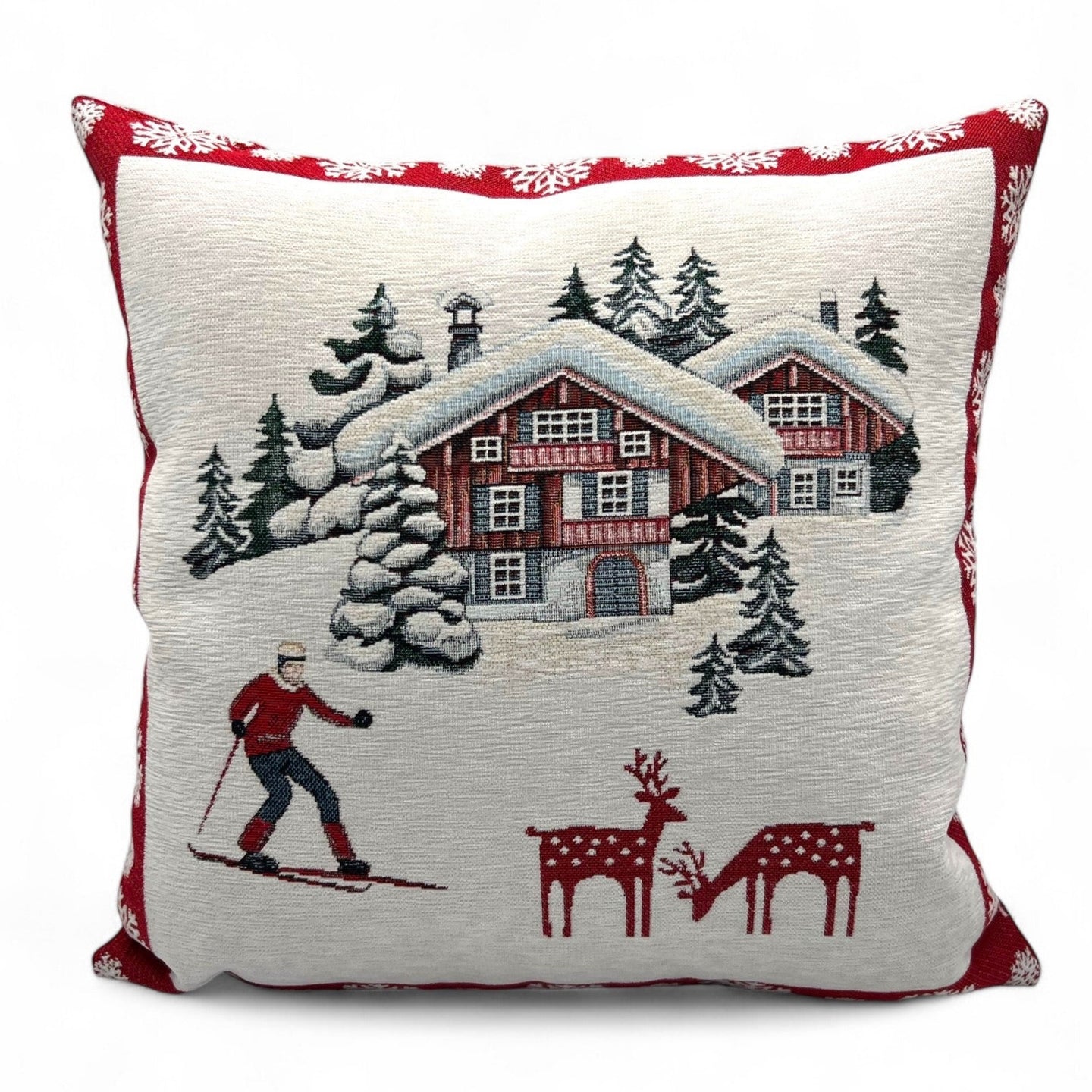 Copricuscino MERIBEL B Natale Gobelin Jacquard cinigliato, 45x45 cm