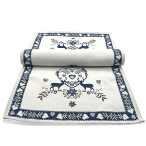 Tischläufer Runner Tischset MONTE CERVO BLAU, uni, Gobelin Jacquard