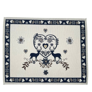 Tischläufer Runner Tischset MONTE CERVO BLAU, uni, Gobelin Jacquard