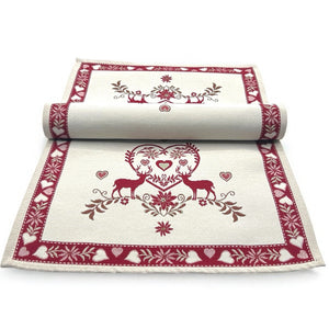 Tischläufer Runner Tischset MONTE CERVO BORDEAUX, uni, Gobelin Jacquard