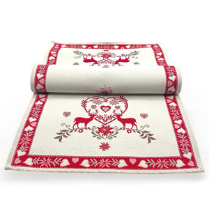 Tischläufer Runner Tischset MONTE CERVO ROT, uni, Gobelin Jacquard