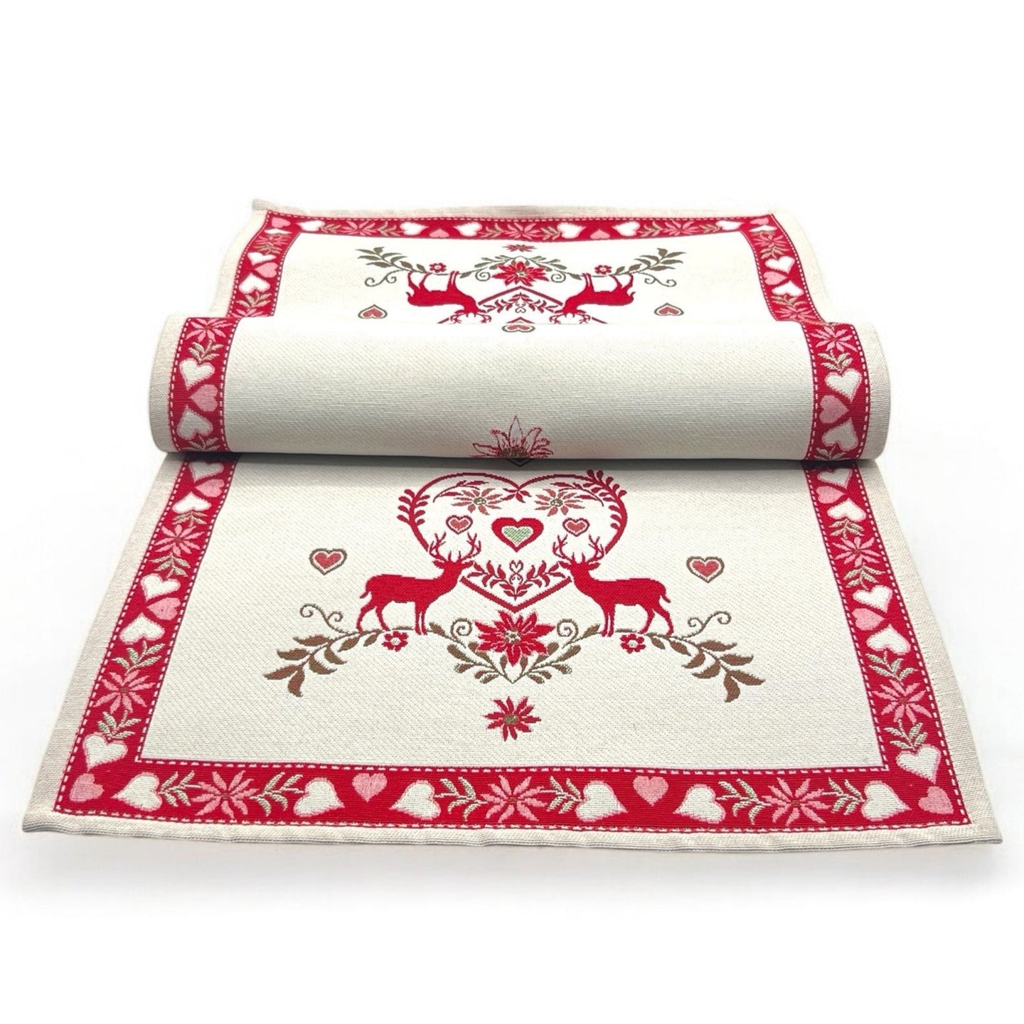 Tischläufer Runner Tischset MONTE CERVO ROT, uni, Gobelin Jacquard