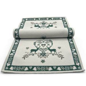 Tischläufer Runner Tischset MONTE CERVO GRÜN, uni, Gobelin Jacquard