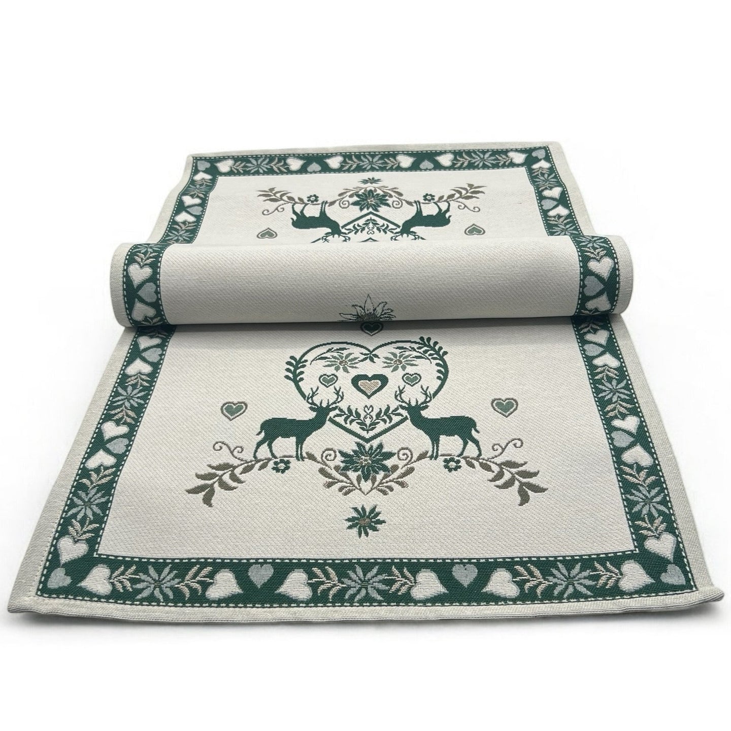 Tischläufer Runner Tischset MONTE CERVO GRÜN, uni, Gobelin Jacquard