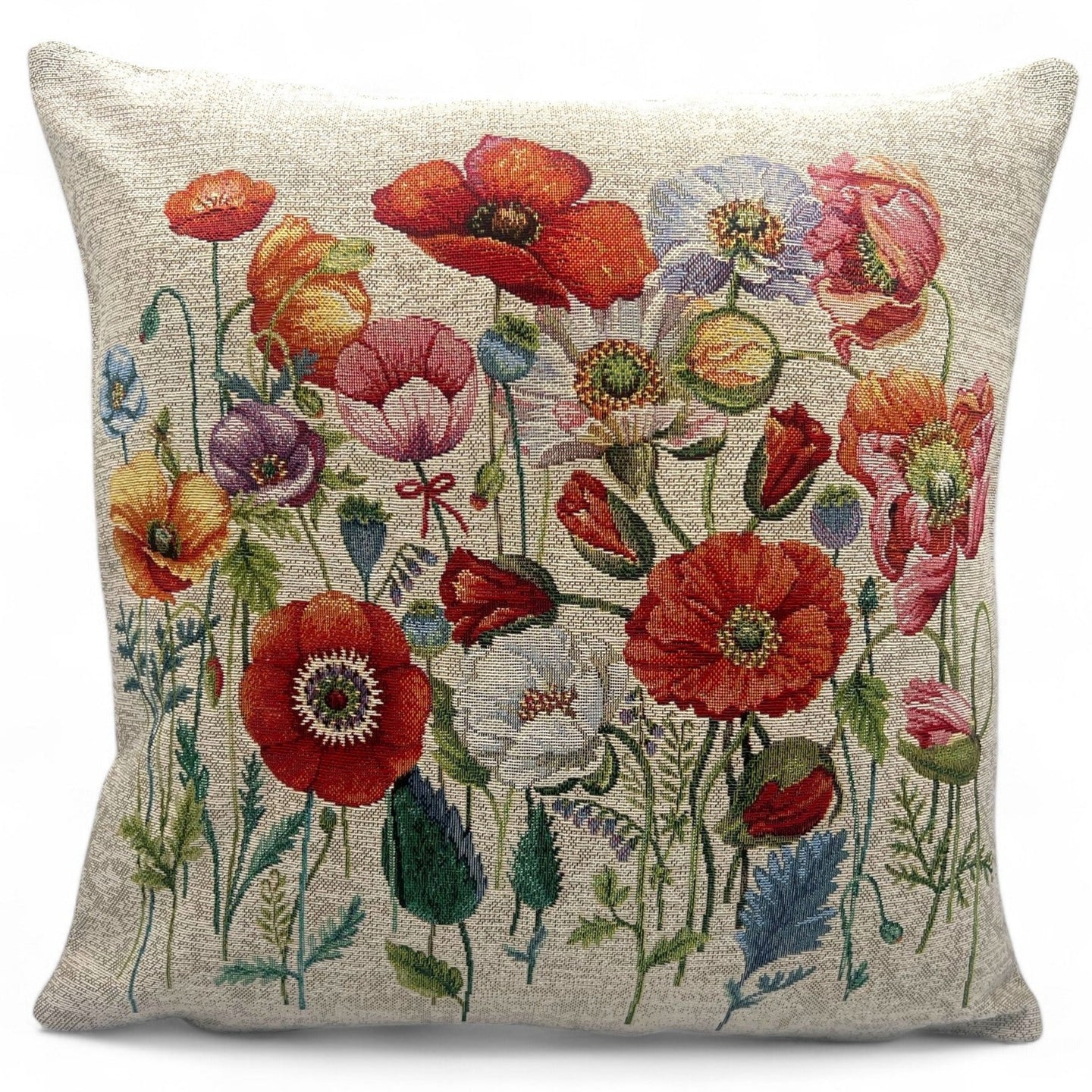 Copricuscino PAPAVERI, Gobelin Jacquard, 45x45 cm