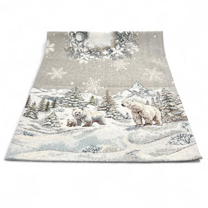 Tischläufer Runner Tischset POLAR BEAR, uni, Gobelin Jacquard, chenille