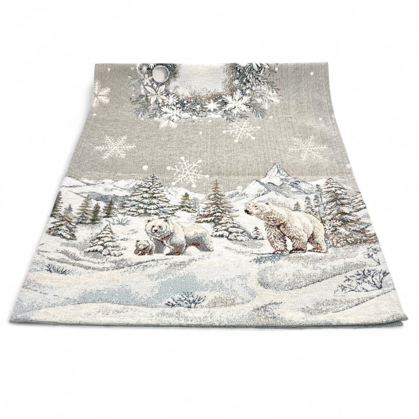 Tischläufer Runner Tischset POLAR BEAR, uni, Gobelin Jacquard, chenille