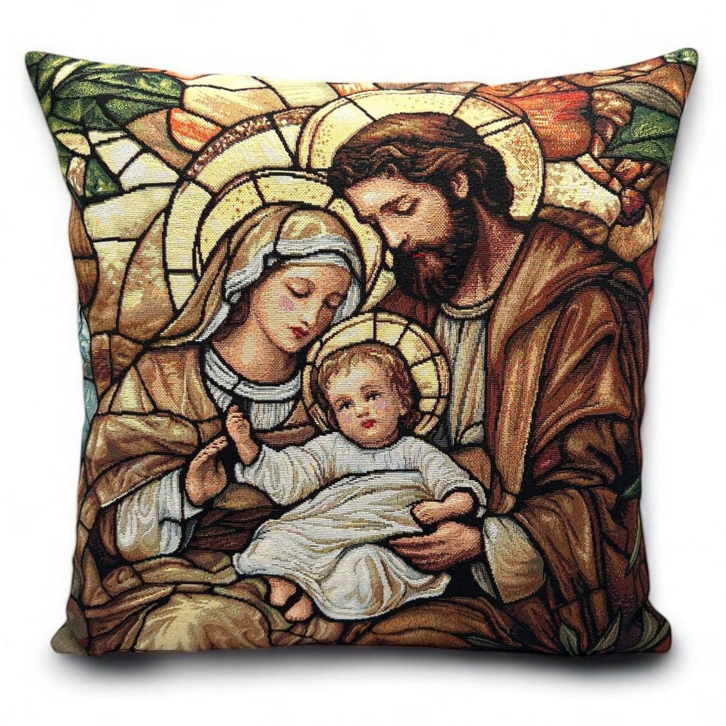 Copricuscino PRESEPIO Sacra Famiglia Gobelin Jacquard, 45x45 cm