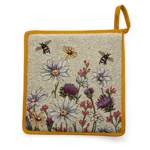Presina quadrata FIORI DI CAMPO, Jacquard