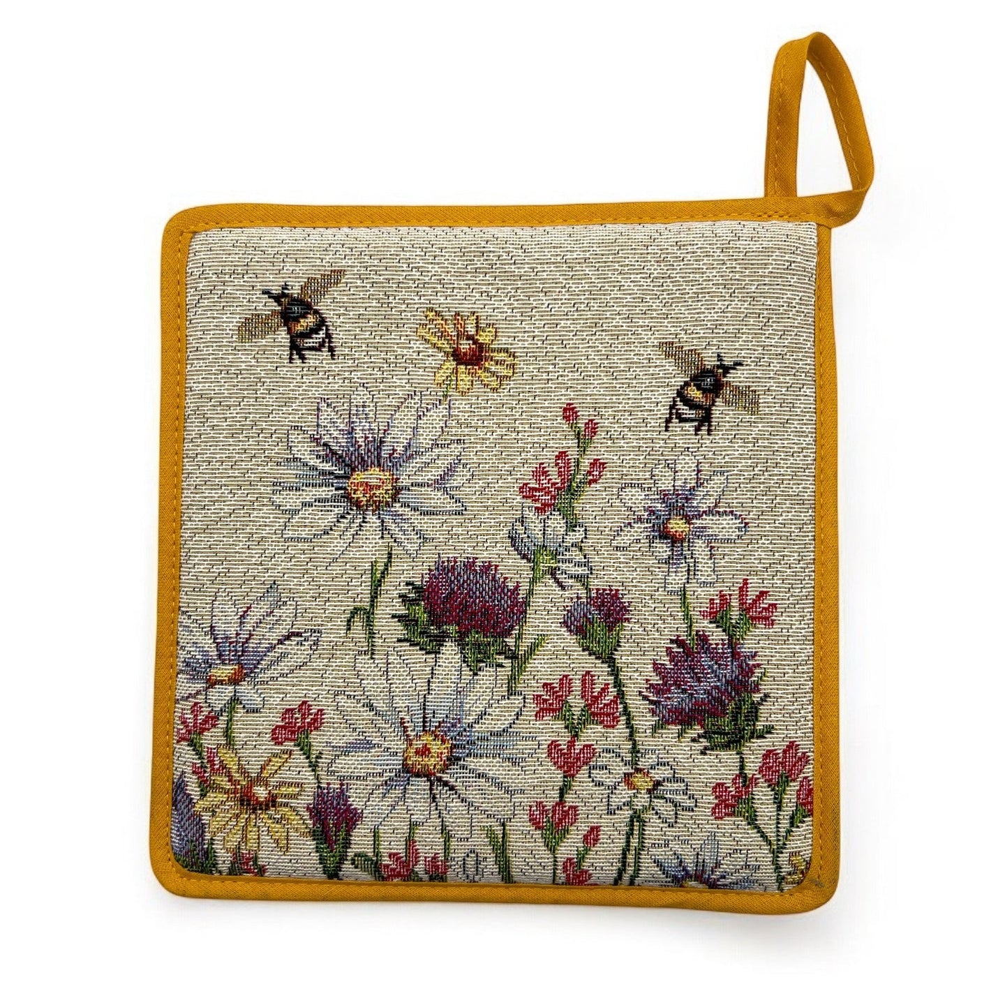 Presina quadrata FIORI DI CAMPO, Jacquard