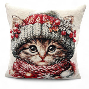 Copricuscino RUBY Natale Gobelin Jacquard, cinigliato, 45x45 cm