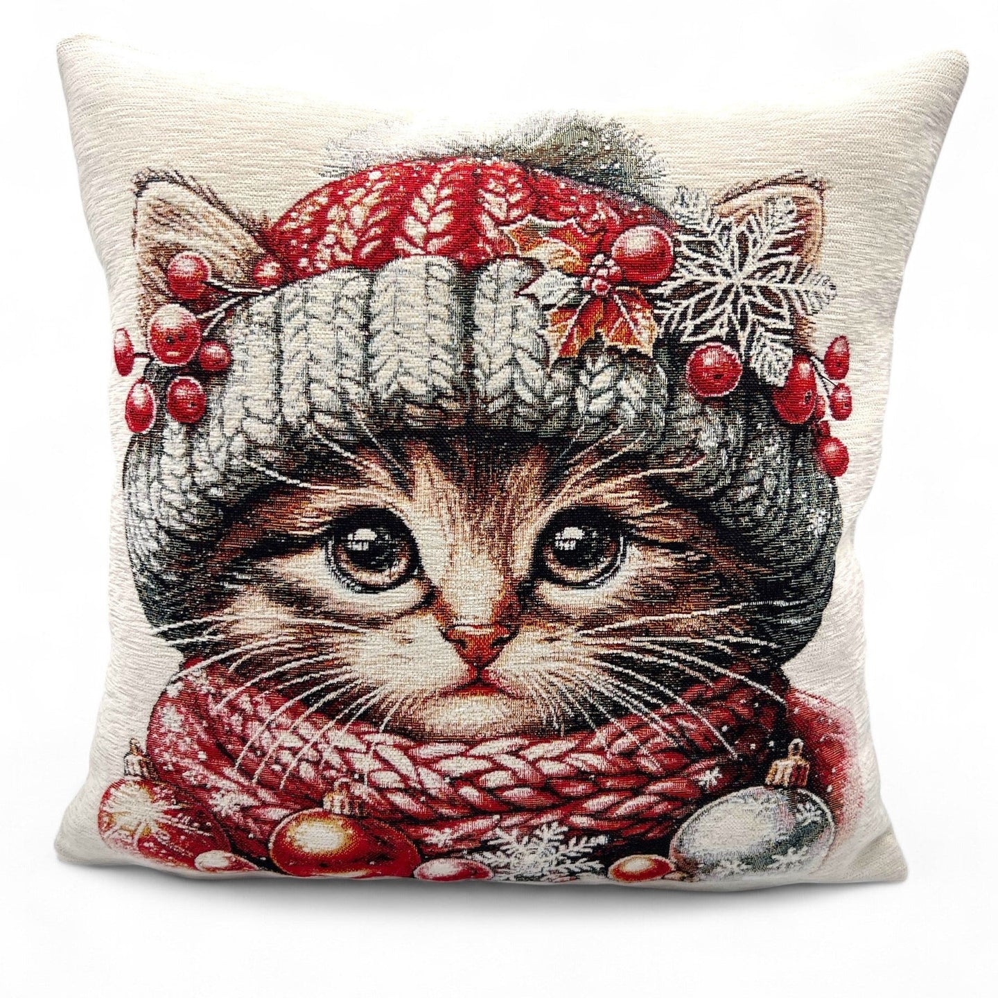 Copricuscino RUBY Natale Gobelin Jacquard, cinigliato, 45x45 cm
