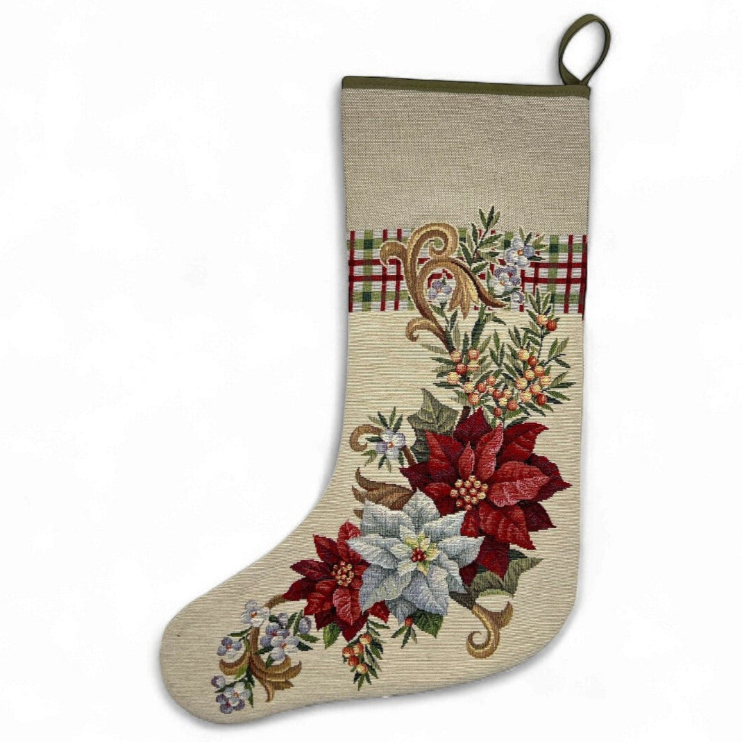 Christmas Stocking Poinsettia, 43x29cm