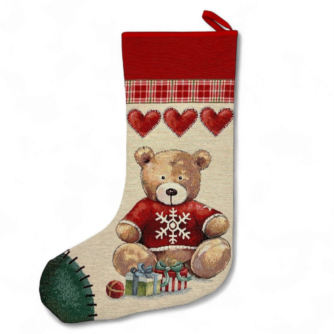 Teddy Christmas stocking, 43x29cm