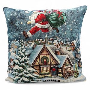 Copricuscino SANTA CLAUS A Natale Gobelin Jacquard, 45x45 cm
