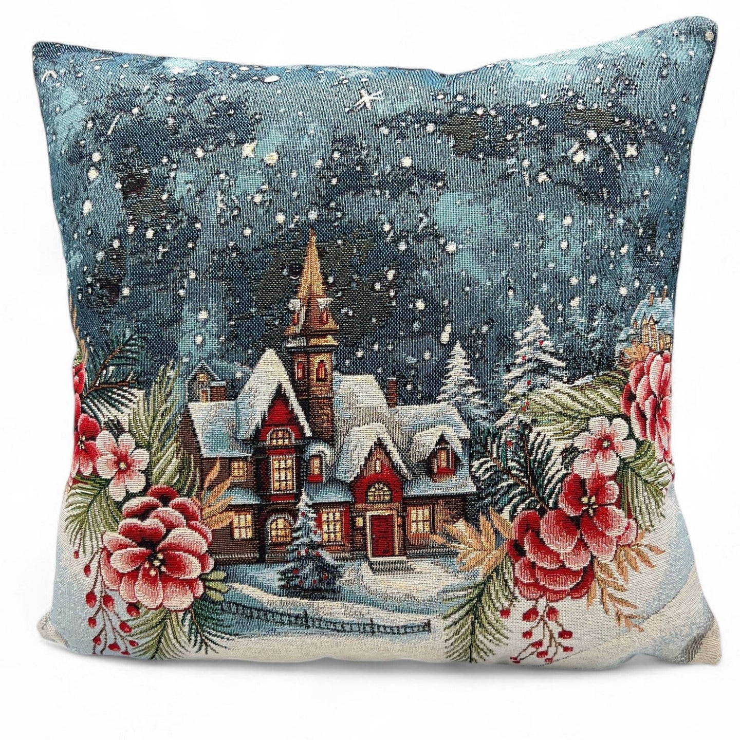 Copricuscino SANTA CLAUS B Natale Gobelin Jacquard, 45x45 cm