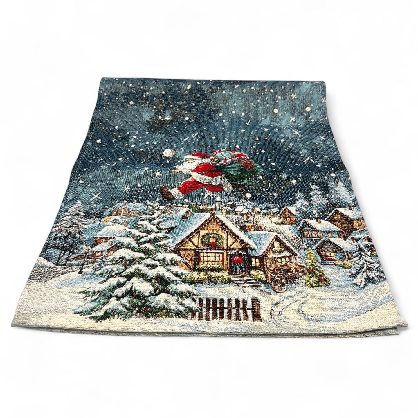 Tischläufer Runner Tischset SANTA CLAUS, uni, Gobelin Jacquard, Lurex gold