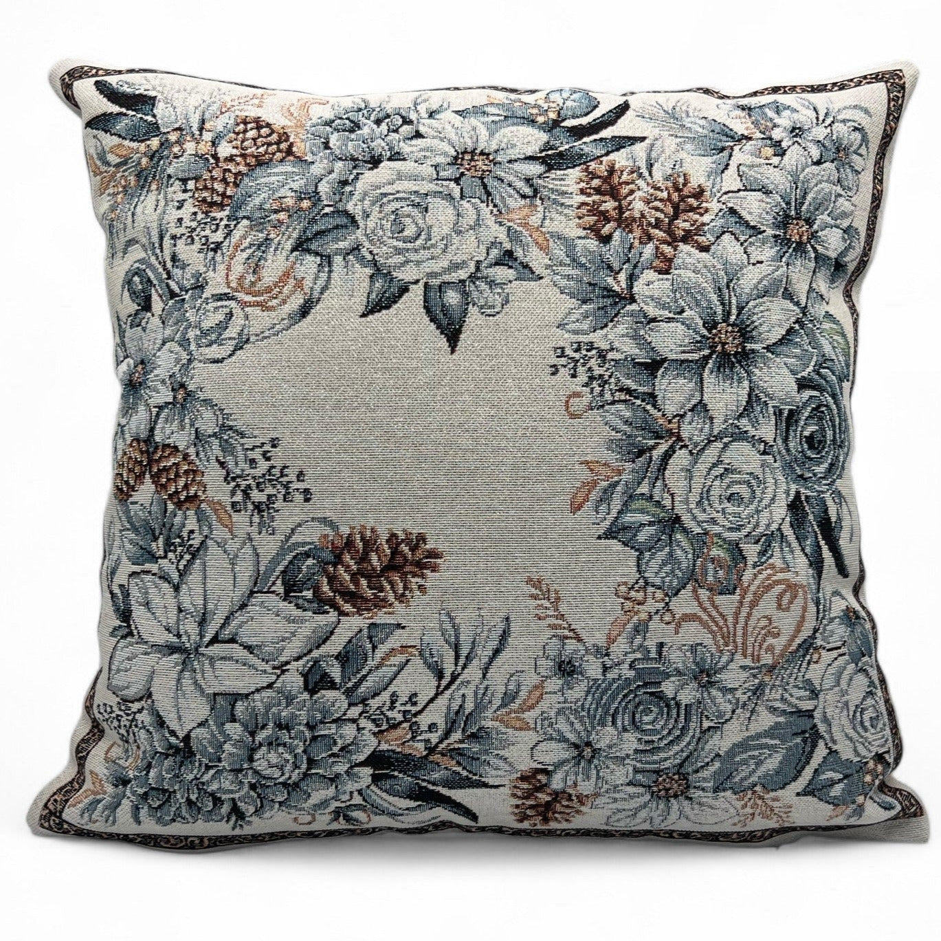 Copricuscino SILVER CHRISTMAS B Natale Gobelin Jacquard lurex argento, 45x45 cm