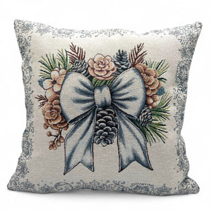 Copricuscino SILVER CHRISTMAS C Natale Gobelin Jacquard lurex argento, 45x45 cm