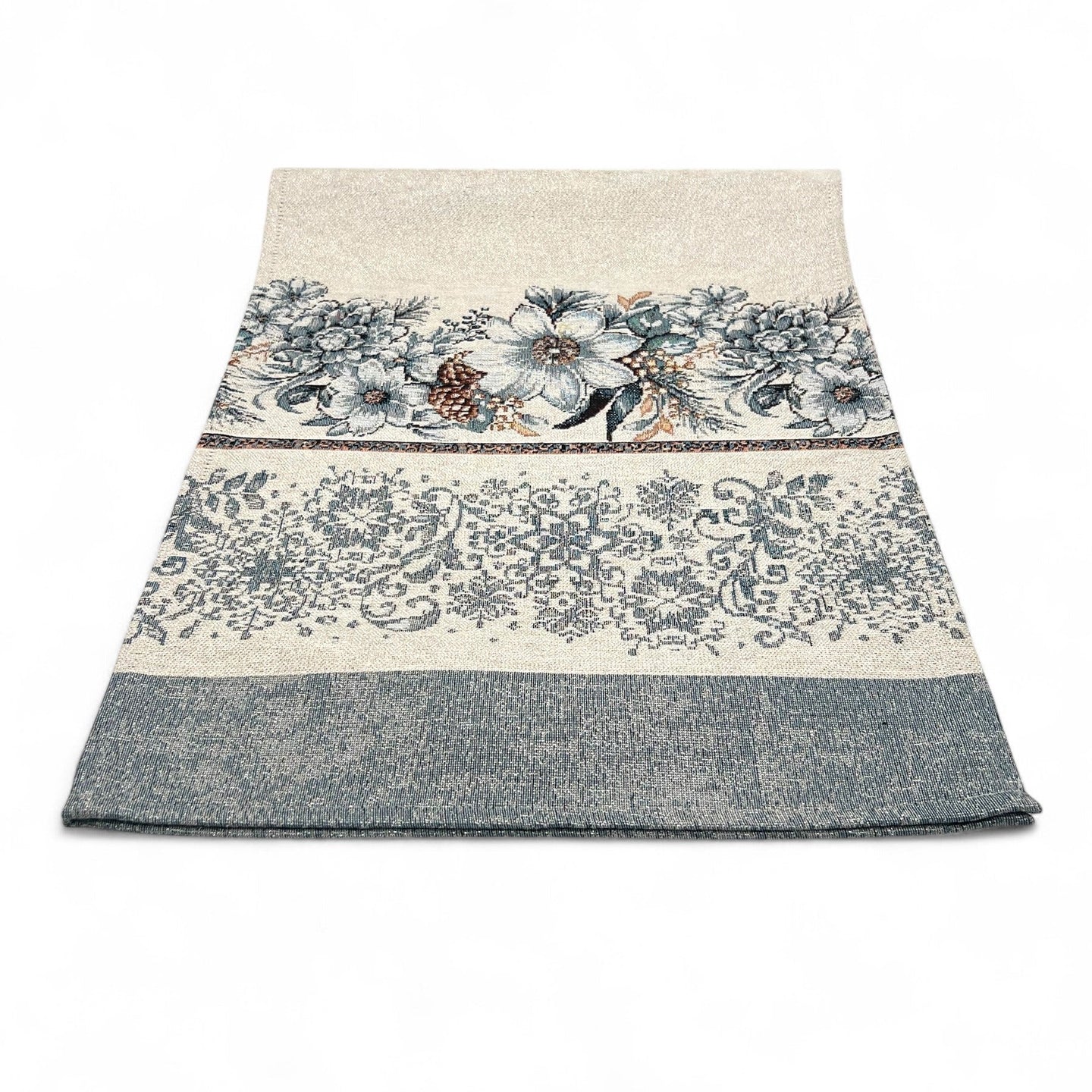 Tischläufer Runner Tischset SILVER CHRISTMAS, uni, Gobelin Jacquard, Lurex silber