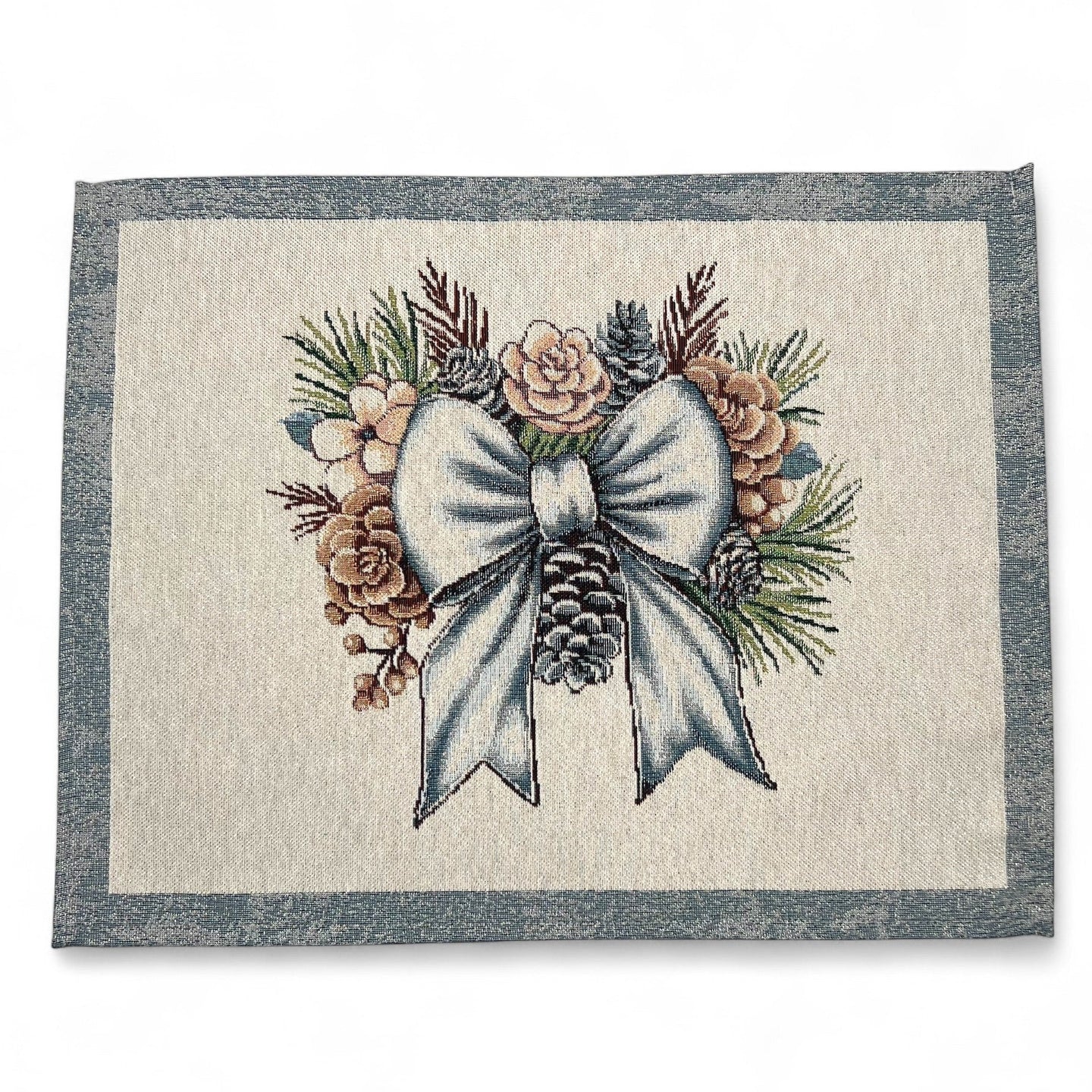 Table Set SILVER CHRISTMAS Placemat Tischset Gobelin Jacquard, Lurex silber 40 x 50 cm