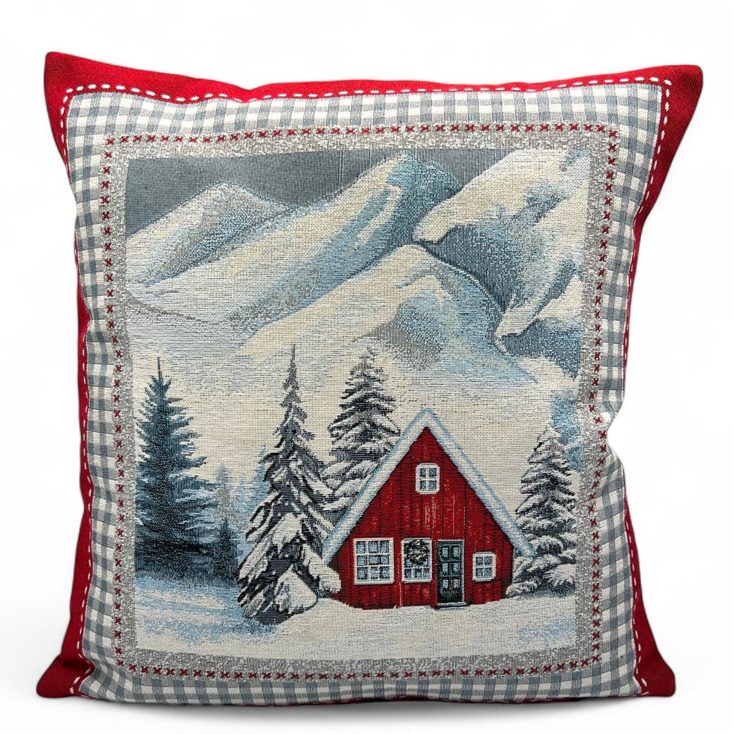Copricuscino VAL D'ISERE C Natale Gobelin Jacquard, 45x45 cm