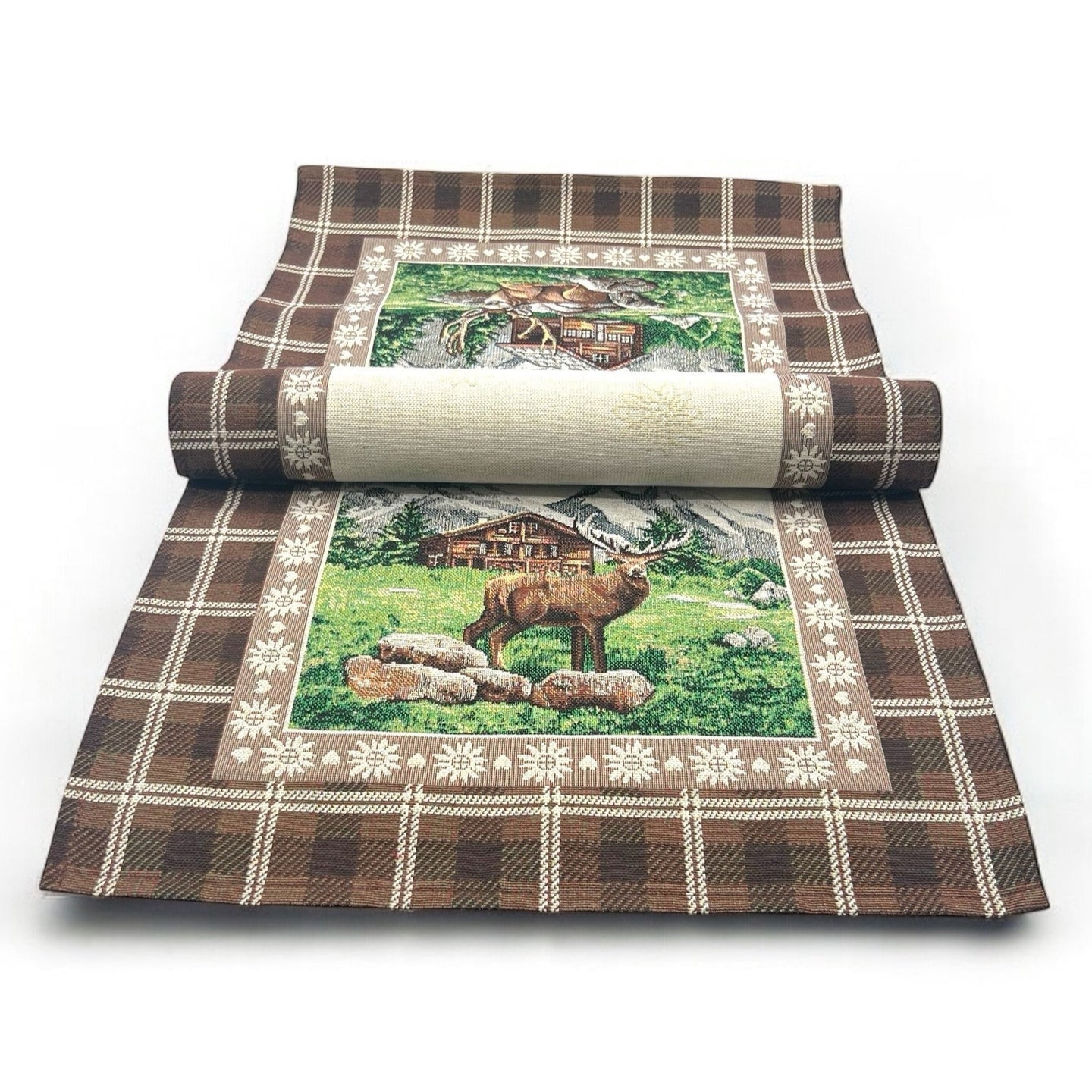 Tischläufer Runner Tischset VAL DI NON, uni, Gobelin Jacquard