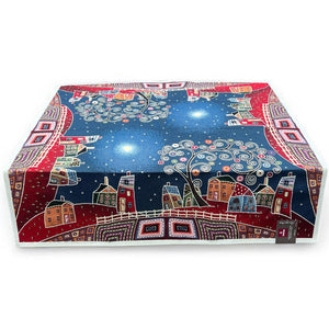 Tovaglia VILLAGE AT NIGHT, uni, Gobelin Jacquard, 100x100 cm