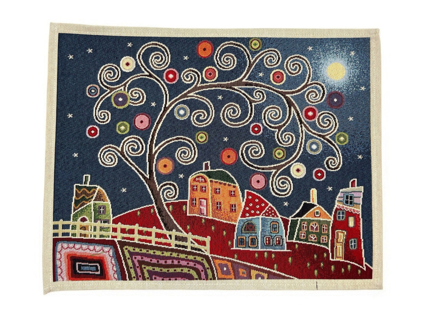 Table Set VILLAGE AT NIGHT Placemat Tovaglietta Gobelin Jacquard 40 x 50 cm