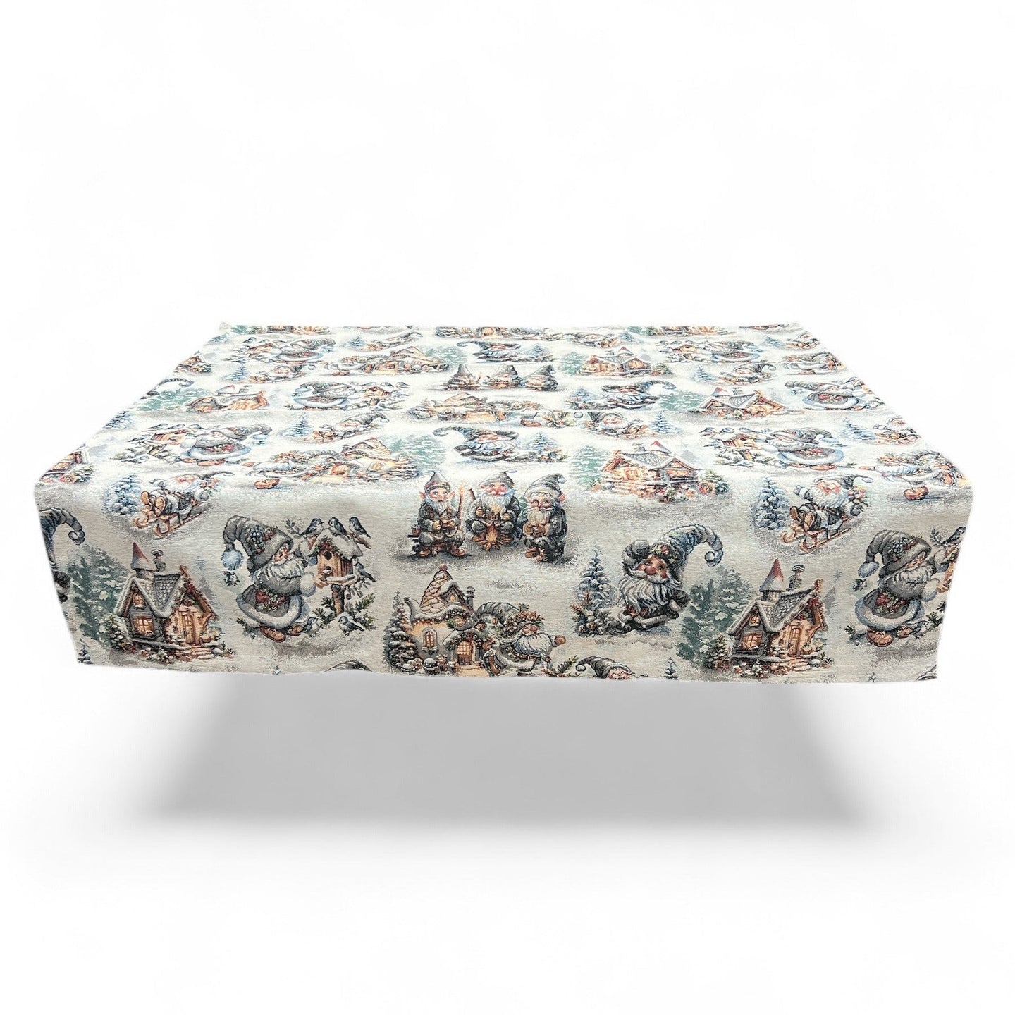Tovaglia WINTER GNOMES Allover, Gobelin Jacquard, lurex argento, 100x100 cm