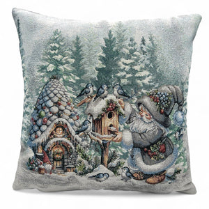 Copricuscino WINTER GNOMES B Natale Gobelin Jacquard, lurex argento, 45x45 cm