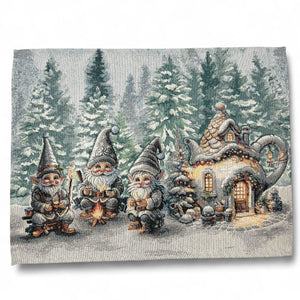 Table Set WINTER GNOMES Placemat Tovaglietta Gobelin Jacquard, lurex argento 40 x 50 cm