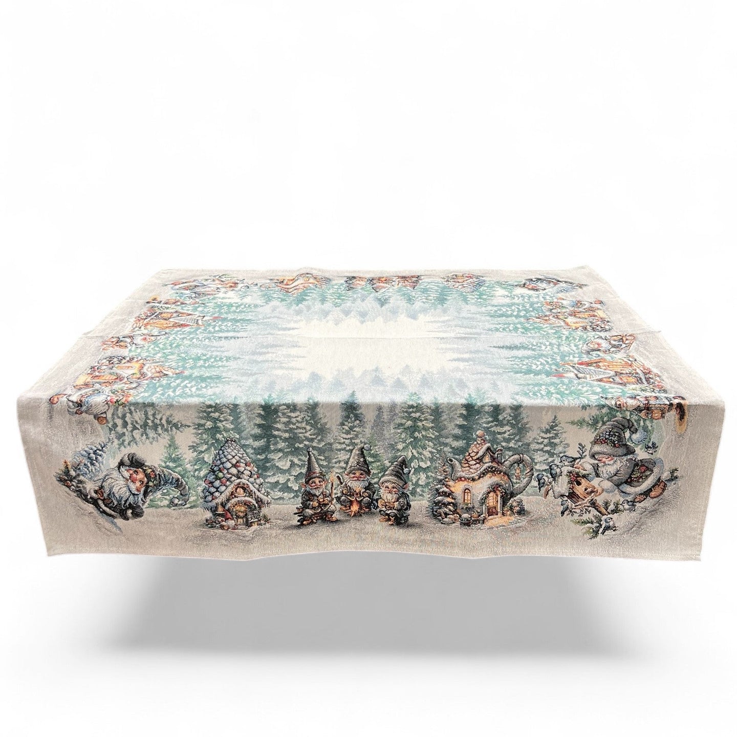 Tovaglia WINTER GNOMES, uni, Gobelin Jacquard, lurex argento, 100x100 cm