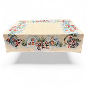 Tovaglia WINTER PENGUIN, uni, Gobelin Jacquard, lurex argento, 100x100 cm