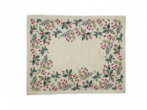 Tischläufer Runner Tischset WINTER BERRIES, uni, Gobelin Jacquard