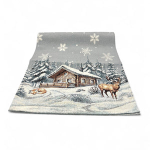 Tischläufer Runner Tischset WINTERBERG, uni, Gobelin Jacquard