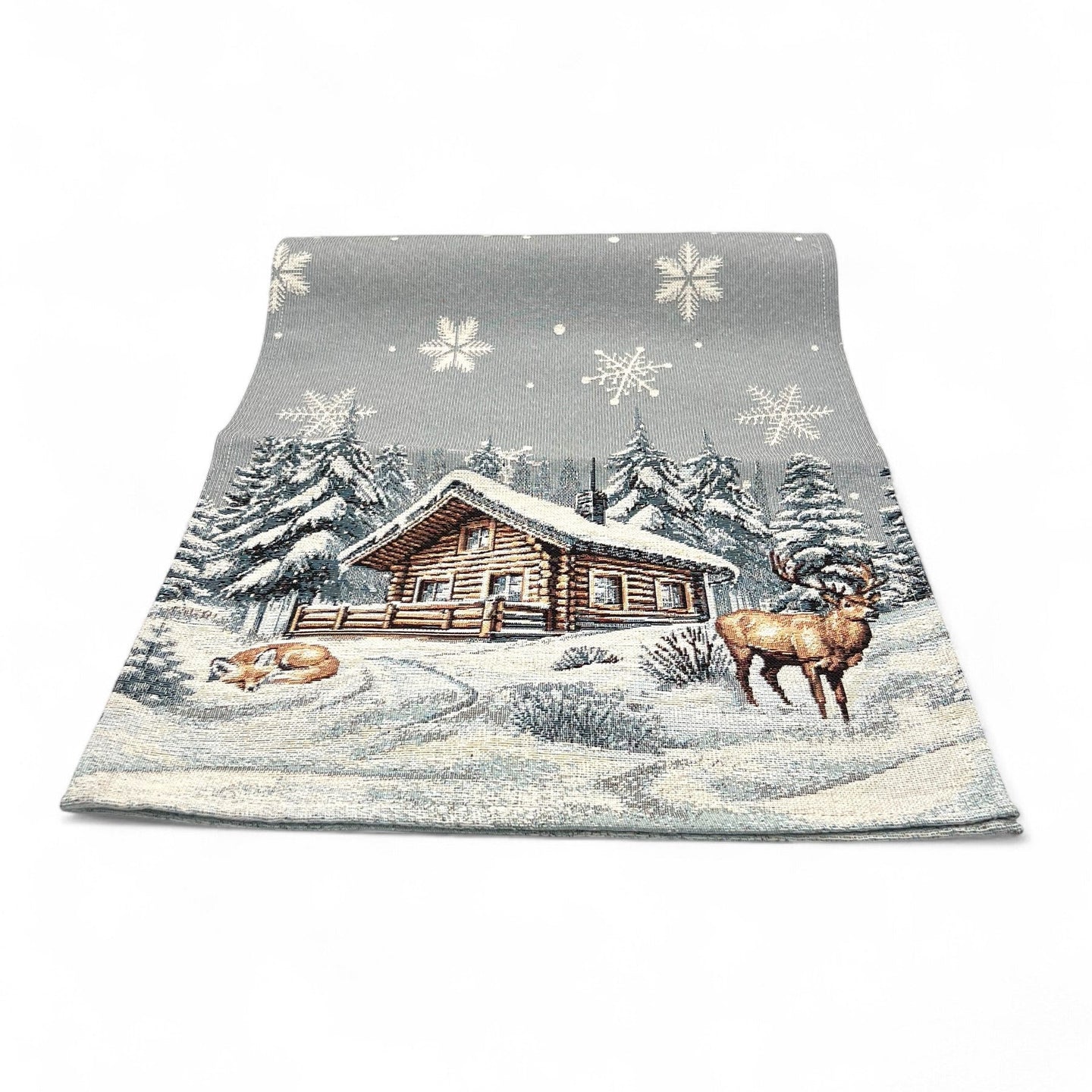Tischläufer Runner Tischset WINTERBERG, uni, Gobelin Jacquard