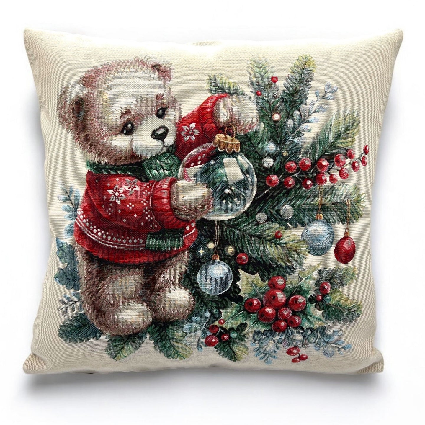 Copricuscino TEDDY Natale Gobelin Jacquard, 45x45 cm